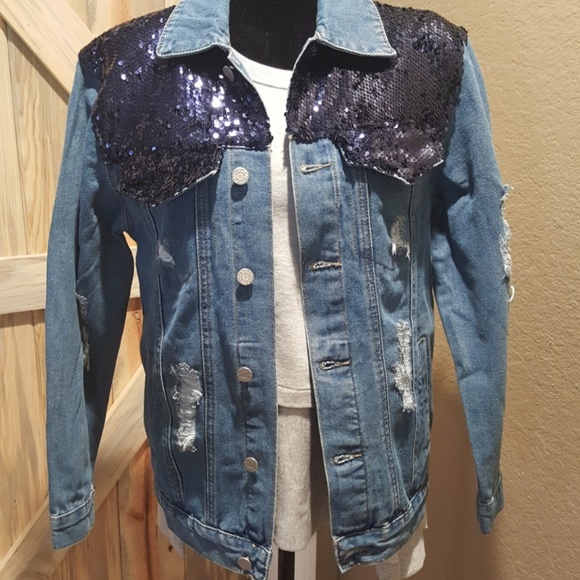 women's destroyed denim jacket